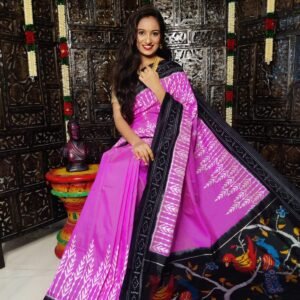 Ikkat Saree Light Purple and Black