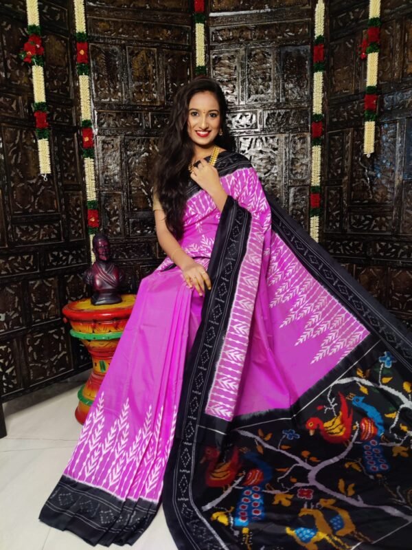 Ikkat Saree Light Purple and Black