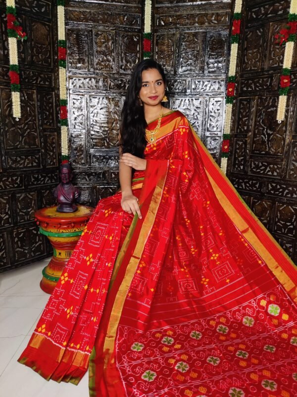 Pochampally-Ikkat-Silk-Saree-full-red