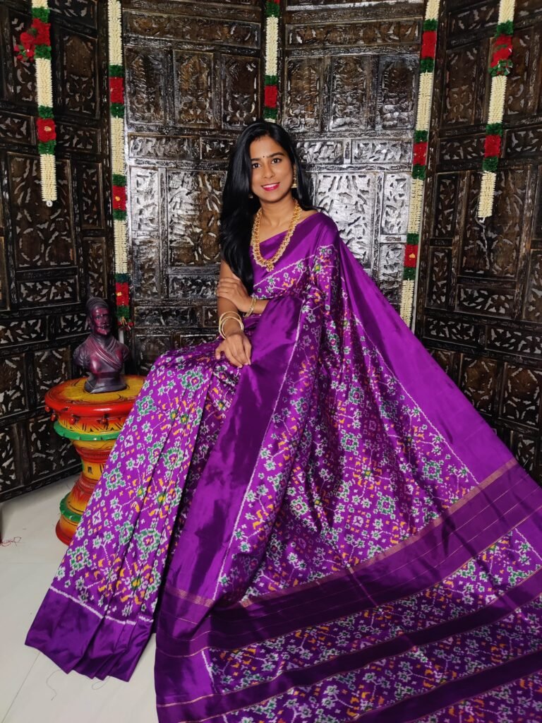 Pochampally-Ikkat-Silk-Saree-purple-color