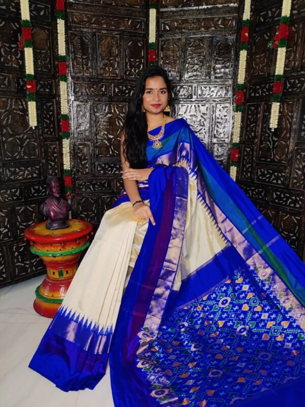 Pure-Pochampally-Ikkat-Silk-Saree-Blue-and-Green